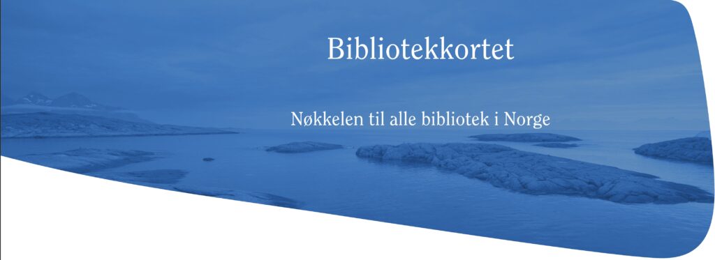 Det nye designet til bibliotekkortet, blå bakgrunn, blått hav, svaberg, bibliotekkortet som tekst