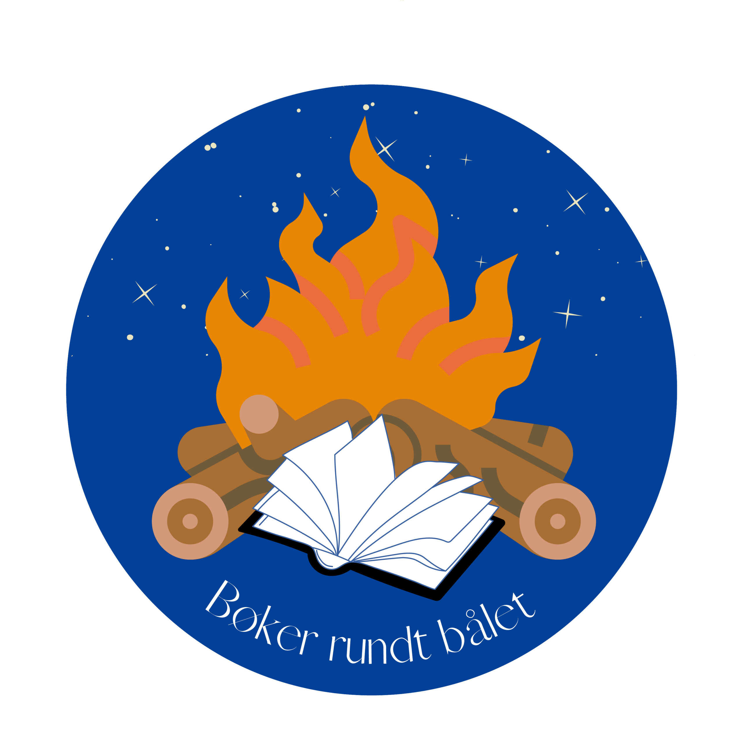 Logo med bøker og bål
