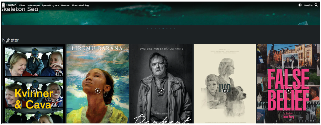 Skjermdump av filmbib.no