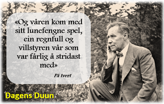 Bilde av Olav Duun med et sitat
