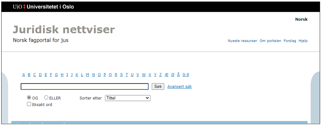 Skjermdump av juridisk.net
