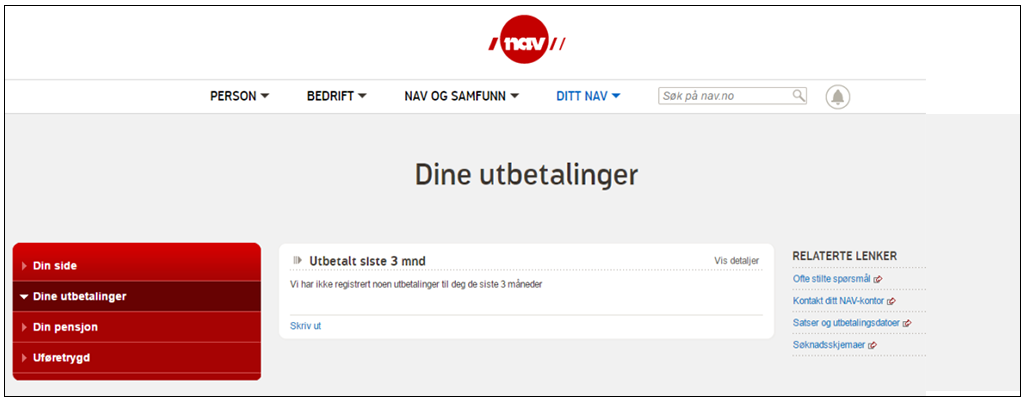 Skjermdump av nav.no