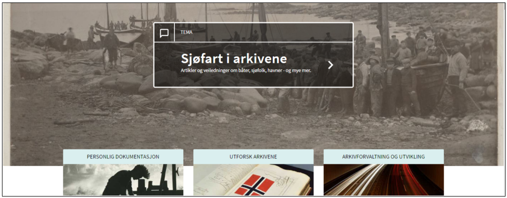 Skjermdump av arkivverket