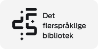 Logo for Det flerspråklige bibliotek med grå bakgrunnsfarge
