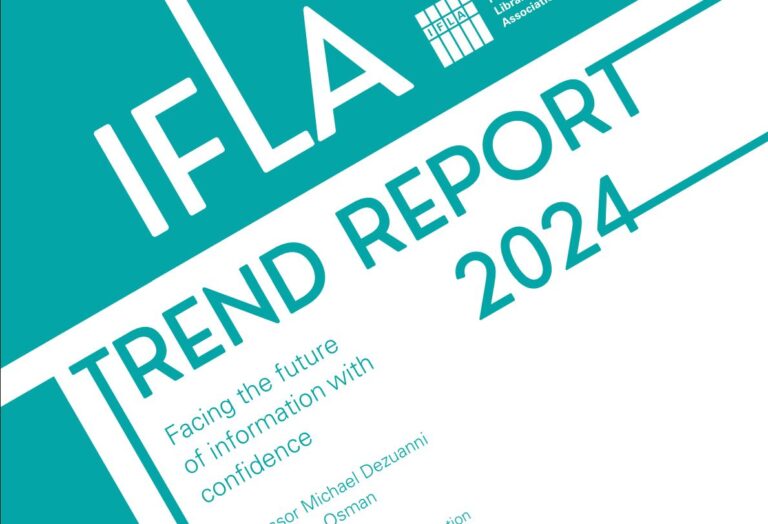 skjermdump, forsiden IFLA trend report 2024: Facing the future of information with confidence