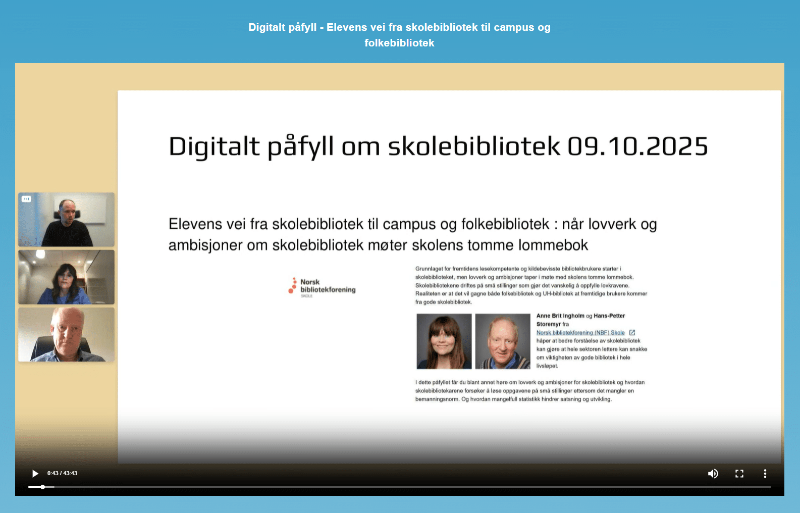 skjermdump fra webinaret med tittel på topp