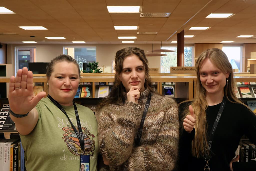 Tre bibliotekarer: foto: Lillestrømbibliotekene